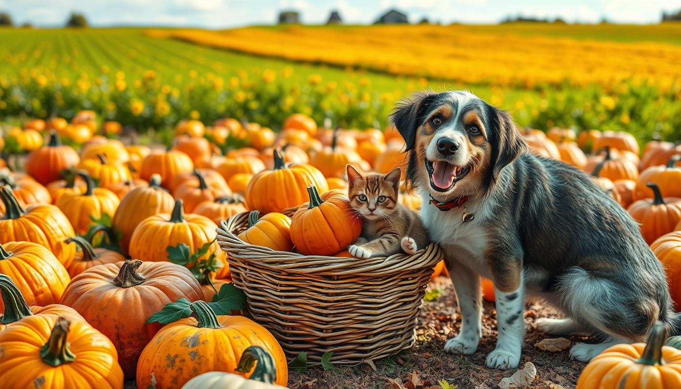 pumpkin patch up review Dog and cats in a pumpkin field