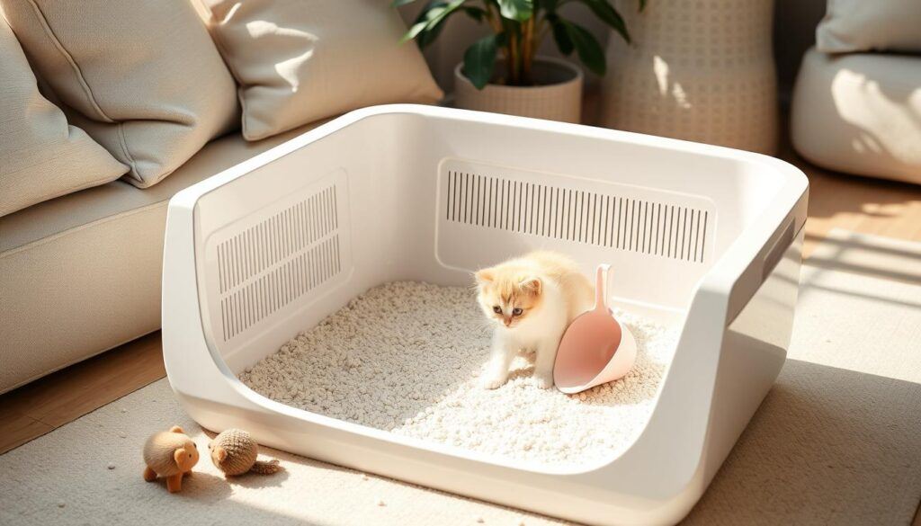 clean litter box for kittens kitten sitting in a litter box